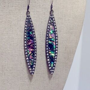 Abalone oil spill crystal earrings